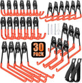 30 Pack Heavy Duty Garage Hooks,Solid Steel Wall Mount Hangers,with Anti-Slip Coating,for Hanging and Organising Ladder,Bike,Ropes,Broom,Garden,Yard and Power Tools