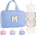 TOPEAST Christmas Gifts for Women Teen Girls Kids - Travel Hanging Toiletry Bag, Personalized Initial Toiletry Pouch, Birthday Gifts for Women Mom Daughter Sister Friends, Cruise Essentials, Blue M