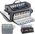 SFYBYHEART Acrylic Paint Organizer Bag with Washable Roll-Up Brush Holder, Large Art Supply Case, Craft Organizer with Foam Inserts for Apple Barrel, Shuttle Art, Caliart Art Supplies Storage Bag