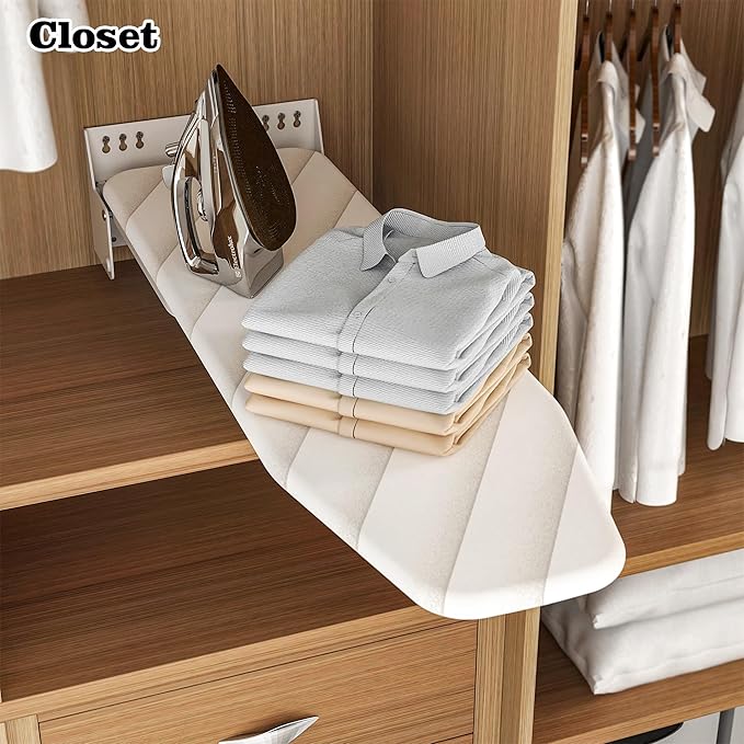Wall-Mounted Ironing Board 37.4" x 11.8" Compact Mount Fold Down Iron Board Foldable 180° Swivel Iron Board with Heat Resistant Cover Space Saving for Home Laundry Room, Apartment, Dorms