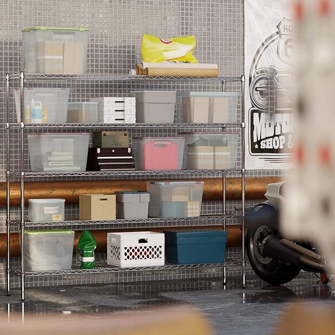 14" Deep x 72" Wide x 64" Height Wire Shelving Kit | 5-Tier | NSF Commercial Storage Rack Unit