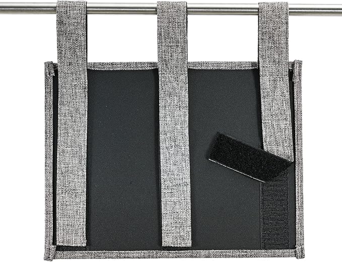 Linen Bedside Caddy, Bedside Storage Organizer for Hospital Beds, College Dorm Rooms or Baby Bed (4 Pockets-Grey)