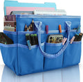 Cupohus Art Organizer Craft Storage Tote Bag with Pockets and Handles, Oxford Fabric Carrying Caddy for Teacher, Officer, Artist, Traveler, and more –Blue
