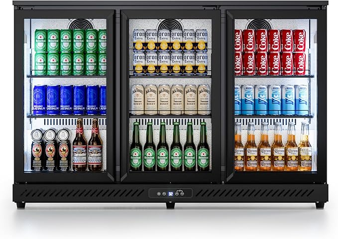COTLIN 11.45 Cu.Ft Back Bar Beverage Cooler with Low-E Glass Auto Defrost – 3 Door Commercial Under Counter Fridge for Beer, Soda, Wine– Triple Fan Cooling, ETL NSF Approved