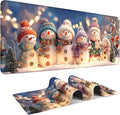 Six Snowmen Gaming Mouse Pad 31.5"x11.8"Desk Mat Anti-Slip Rubber Base & Durable Stitched Edges for Gamers Smooth Mouse Writing Surface for Desk Office/Home