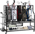 Golf Bag Storage Rack on Wheels, Mobile 5-Bag Organizer with Accessory Drawer for Golf Bag and Equipment Accessories Garage, Home, Basement