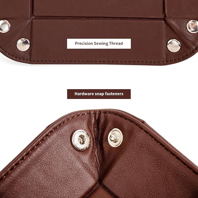 PU Leather Valet Tray for Mens and Women Catchall Tray for Keys,Watch,Jewelry Small Nightstand Bedside and Entry Table Tray Gift for Dad Husband (Brown)