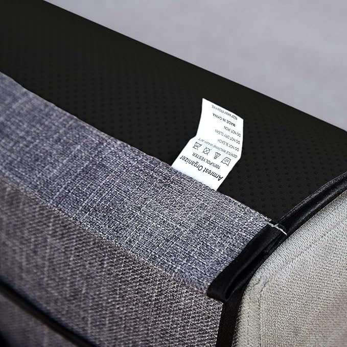 FLYILY Sofa Armrest Organizer Non-Slip Arm Chair Hanging Caddy Remote Control Holder for Magazine,Tablet, Phone, Books, Glasses (B-Grey(19'')