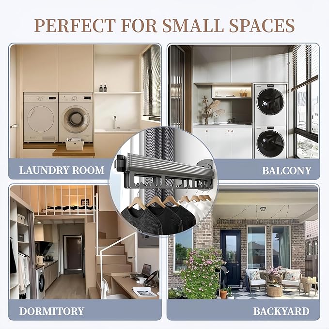 Mounted Wall Drying Rack, Laundry Hanger Dryer Rack, Laundry Hanger Rack, Wall Mounted Clothes Rack, Laundry Room Hanging Rack(Foldable/High-Bearing/Never Fall Off/Third Generation/White)