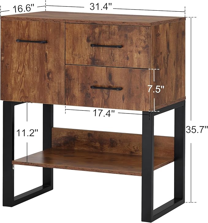 BarberPub Styling Barber Station, Wall Mount Storage Cabinet, Salon Equipment for Hair Stylist, Spa Beauty Makeup Organizer, Bathroom Dresser with Drawers & Shelf 3185 (Brown & Black)