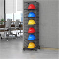 Stackable Safety Helmet Storage Boxes, Large Adjustable Hard Hat Placement Organizer Rack,with Wheels,for Construction Site/Garage/Workshop/Factory Helmet Display Shelf (Black, 6 Grids-1 * 6)