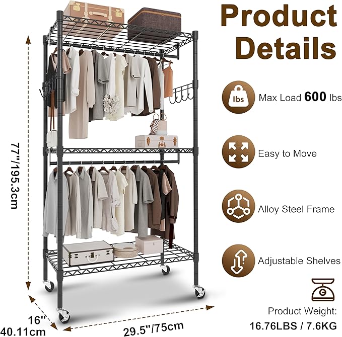 Whitmor Modern Industrial Wardrobe