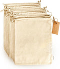LEAFICO Multipurpose Eco Cloth Bags - Large 10x12 Inch (12 Pack) - Cotton Produce Storage Sacks - Muslin Drawstring Pouches for Vegetables - Bread Bags - Linen Fabric Sachets