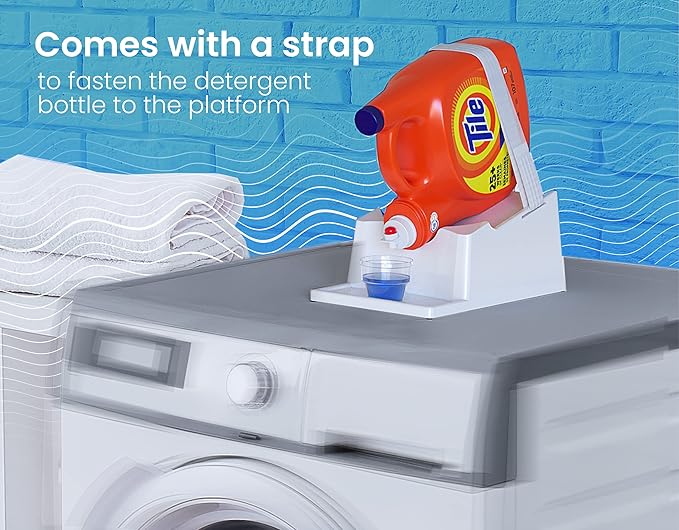 TidyFriend Laundry Detergent Holder Stand Organizer with Drip Tray, 2 Pack Laundry Soap Holder with Non-Slip Rubber Feet for Washing Space Organization, Angled Downward Slope for Easy Pouring (White)