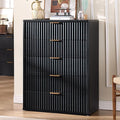 LEYAOYAO Fluted 5 Drawers Dresser for Bedroom, 41" Tall Modern Chest of Drawers with Metal Handle, Curved Profile Design,Black Wood Drawer Organizer for Bedroom, Living Room, Hallway, Entryway