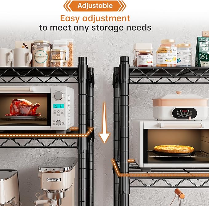 REIBII 5 Shelf Metal Shelving 72''H Storage Shelves Steel Wire Shelving for Storage Adjustable Garage Shelving Heavy Duty Shelves Storage Rack Pantry Shelves Kitchen Office Shelf,72''H X36''W X14''D