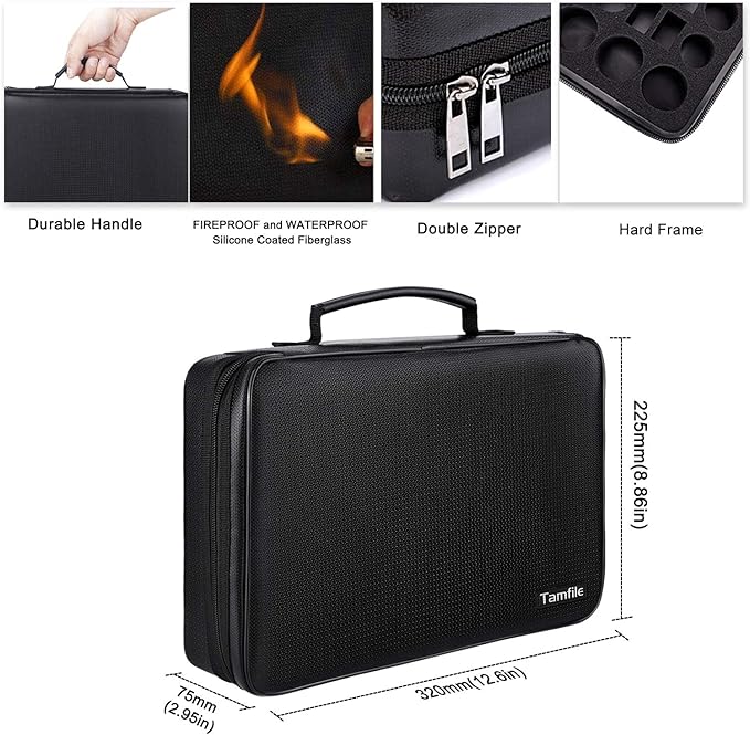 Fireproof Battery Organizer Storage Case Waterproof & Explosionproof, Safe Bag Fits 210+ Batteries Case - with Tester BT-168, Carrying Container Bag Energy Batteries AA AAA C D 9V Lithium 3V Holder