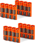 Storacell Slimline AA-4 Battery Storage Caddy and Dispenser (Pack of 4), Orange, Holds 4 AA Batteries (Not Included), Durable & Compact Design, The Original Battery Caddy, Made in The USA