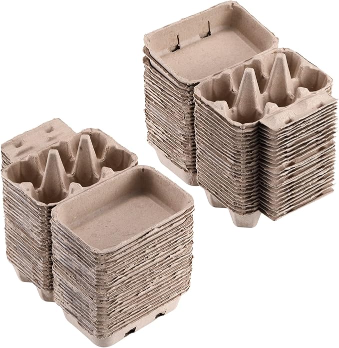 Half Dozen Egg Cartons 200 Pack, Blank Natural Pulp Box 6 Count for Chicken Eggs Reusable, Storage Tray Strong for Holds Up to Six 6 Egg Cardboard Paper Holder Container for Refrigerator