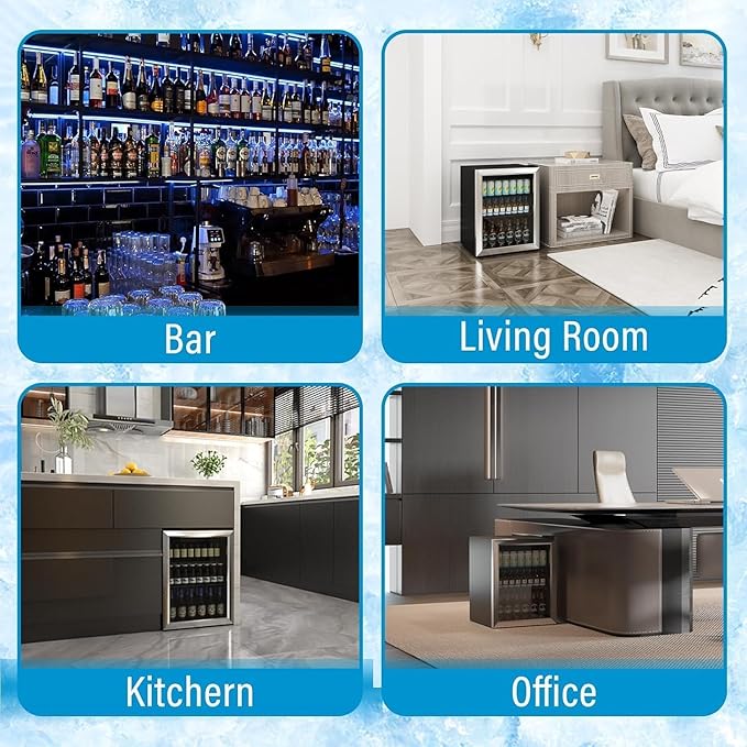 70 Can Freestanding Beverage Refrigerator, 1.7 Cu.Ft Mini Fridge with Glass Front Door and Digital Display, Small Refrigerator with Adjustable Shelves for Soda, Beer or Wine