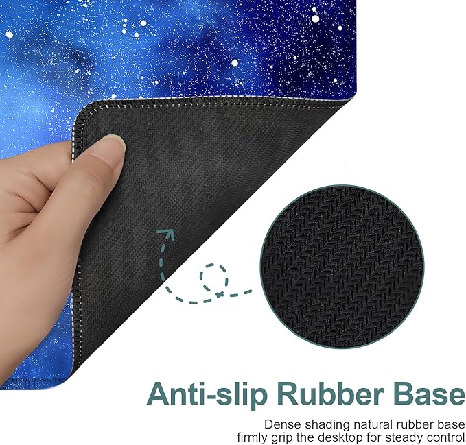 Starry Sky Gaming Mouse Pad 35.4"x15.7"Desk Mat Anti-Slip Rubber Base & Durable Stitched Edges for Gamers Smooth Mouse Writing Surface for Desk Office/Home