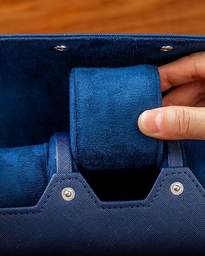 MR.OKAY 3 Watch Travel Case -Classic Leather Watch Case with Perfect Texture. Watch Carrying Case or Organizer for Storage and Display. Ideal Gift for Men Traveling, All Handmade by Artisans