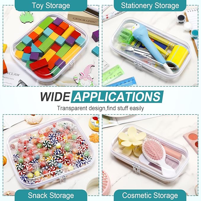 Sanwuta 6 Pcs Clear Hard Zipper Case Hard Plastic Zipper Pouches Transparent Makeup Bag Pencil Pouches for Travel Snacks Christmas Trinket Storage Organizer Box(Clear,Two Sizes)