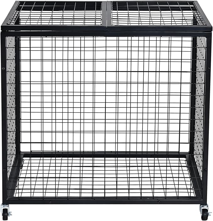 VEVOR Rolling Sports Ball Storage Cart, Lockable Basketball Cage with Double Lids, Sport Equipment Holder Organizer for Indoor Outdoor, Steel Storage Rack for Garages, Playgroup, Gym and Schools