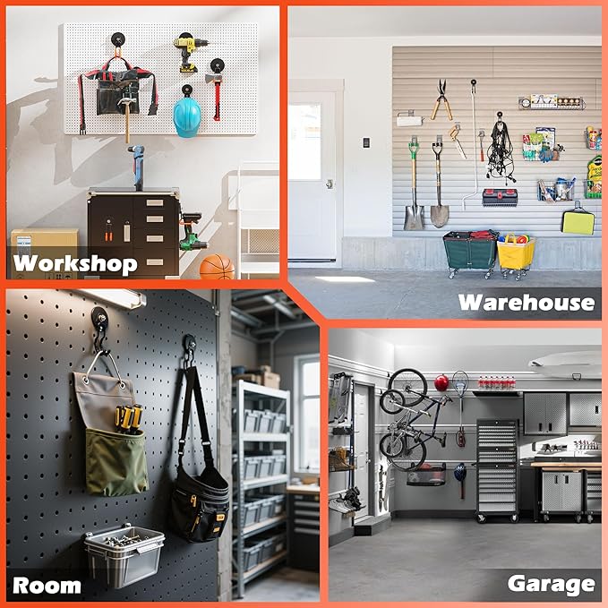 ULIBERMAGNET New Upgraded Garage Magnetic Hooks, 2 Pack Black Heavy Duty Large J Hooks with Magnet, Black Strong Anti-Slip Coating Magnet Hooks for Garden Tools, Ropes,Drill,Metal Cabinet,Pegboard