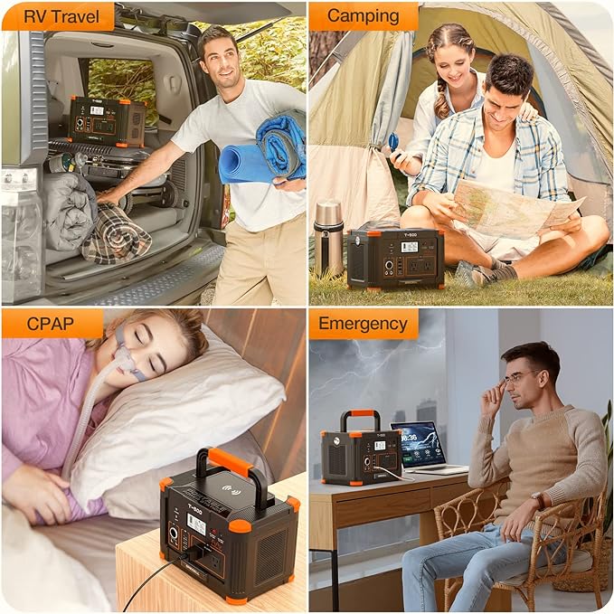 GRECELL Portable Power Station 500W, 519Wh/140400mAh Solar Generator Backup Lithium Battery Pack Power Supply with 2 AC Outlets, PD 60W USB-C Power bank for Outdoor RV Camping Home Outage Emergency