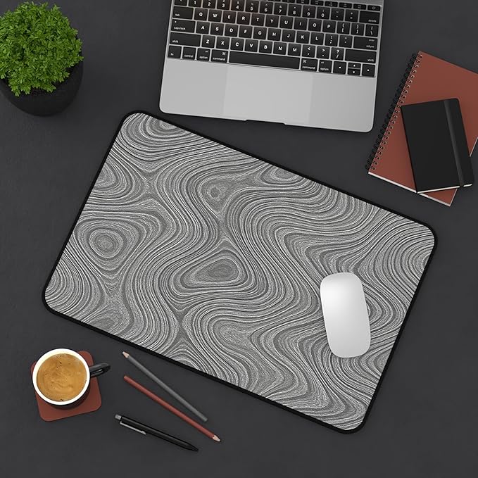 Brushed Metal Texture Desk Mat - Extended Mouse Pad & Desk Pad, Neoprene Surface, Non-Slip Rubber Base, Stitched Edges, Desk Protector for Keyboard & Mouse, Sizes 12x18/12x22/16x32 (Damascus, 12x18)