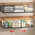Expandable Under Cabinet Shelf, Extendable Under Shelf Storage with Removable Wire-Like Back for Pantry Cabinet, Laundry Room, Shoe Rack. (Black, 2 Pack, Interior: 5" H x 10" D)