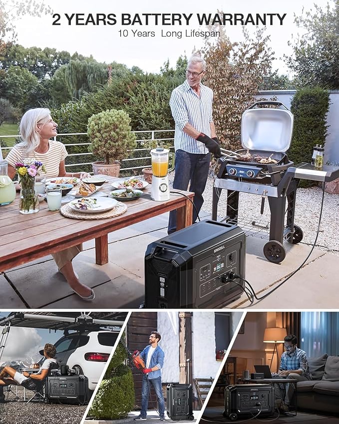 GRECELL Portable Power Station 4000W with Expansion Battery 5040Wh LiFePO4 Power Station 16 Outlets with 20ms UPS Backup for Home Blackout, Camping, RV, Emergency