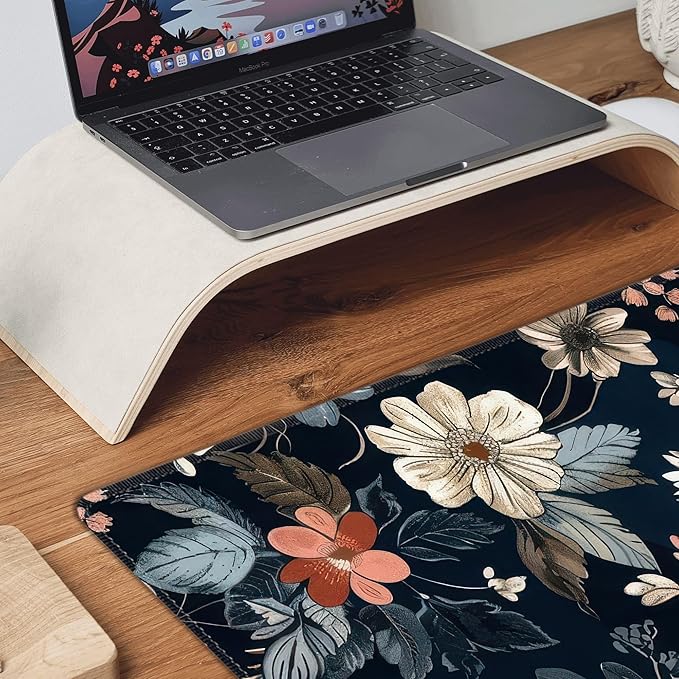 Dark Flower Large Mouse Pad,Gaming Keyboard Desk Pad,Extended Mouse Mat Non-Slip Rubber Base with Stitched Edges for Office Game Home XXL 35.4"x15.7"