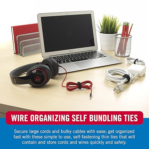 VELCRO Brand 150pk Cable Ties Value Pack, 8in | Stocking Stuffer Gifts for Tech Lovers | For Wire Management and Cord Organizer | Replace Zip Ties with Reusable Straps, Reduce Waste