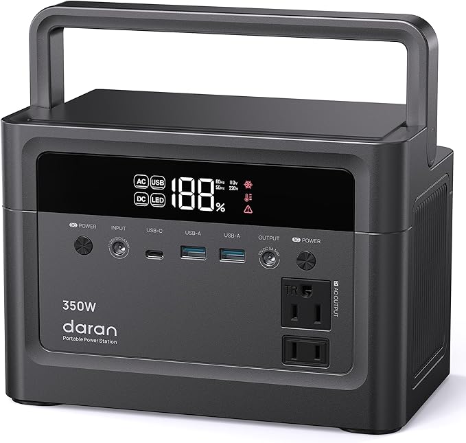 Portable Power Station, 288Wh (90,000mAh) LiFePO4 Battery, 350W (700W Peak) Power Bank with AC Outlet, Mini Solar Generator 7-Port Design for Emergency, Hurricane, Christmas(Solar Optional)