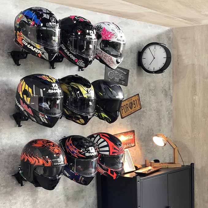 HUCK Helmet Dryer Helmet Holder Display Stand Wall Mount Hanger Rack with Ventilation Fan for Motorbike Helmets, Racing Suit, Gloves (Ventilated, USB Connector, Black)