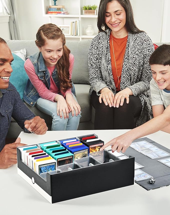 ZLCA Card Storage Box for MTG PTCG, Commander Deck Box Holds 3200+, Deck Storage Case with 4 Stoppers(Camouflage& White)