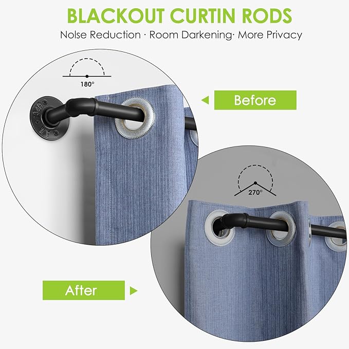 1-Inch Industrial Duct Curtain Rod - Suitable for Windows 28 to 48 Inches - Indoor/Outdoor, Wall or Ceiling Mount