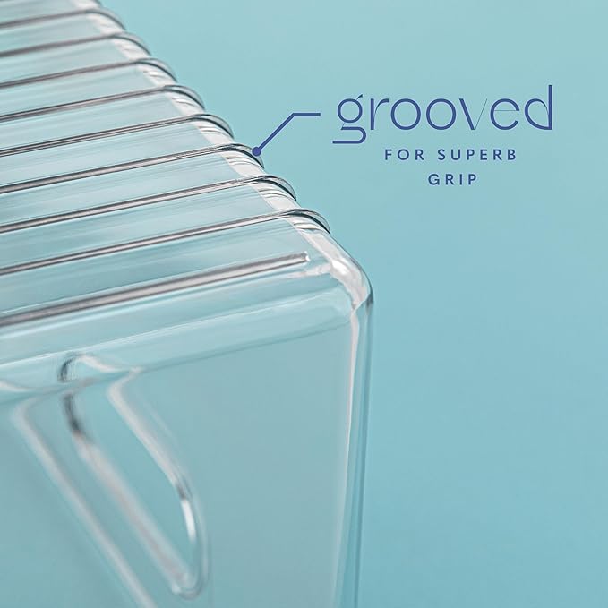 primebox Plastic Food Storage 2 Pack Clear Container Bin with Handles for Organizing Kitchen, Pantry, Fridge, Freezer, Pantry, Bathroom. 14"x6"5"