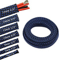30ft PET Expandable Sleeving Wire Cable Sleeve (2/5", Blue&Black)