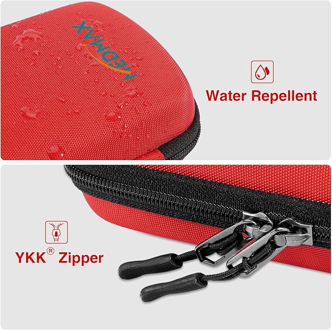 Hard Shell Insulin Cooler Travel Case with 2 Ice Pack, Shock Absorption Insulated Diabetic Medication Organizer Carrying Bag with Extra Pouch for Insulin Pen and Other Diabetic Supplies, Red