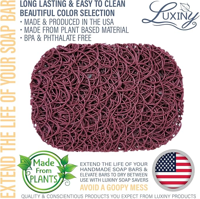 Soap Savers for Bar Soap, American Made by Luxiny, Lifts Soap in Soap Dishes & Shower Soap Holders -Handmade Soap Lasts Longer -Made from Plant Based Materials (Raspberry)