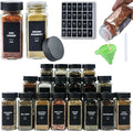 36Pcs Spice Jars Containers with Labels，4oz Black Seasoning Bottles with Shaker Lids for Rack, Cabinet, Drawer,Empty Square Condiment Pots (36, Black)