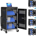 4 Pack | Fully Assembled 30 Bay Multi Device Charging Station for Chromebook,iPad,14'' Laptop,Pre Built Computer Charging Cart with Charger Cable Management,Circuit Breaker,Grounding Protection(Black)