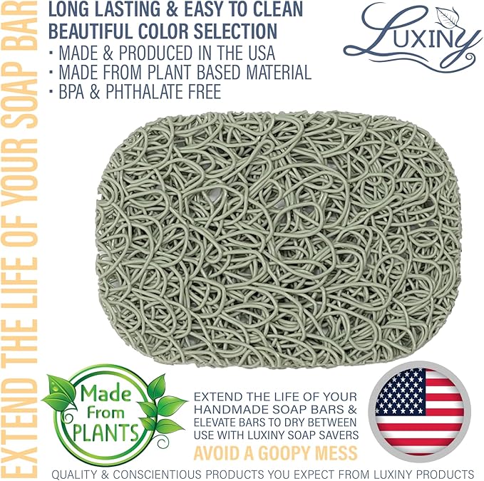 Soap Savers for Bar Soap & Shampoo Bar Holder, American Made by Luxiny, Lifts Soap in Soap Dishes & Shower Soap Holders –Bars & Soap Lasts Longer- Made from Plant Based Materials (Mountain Sage)