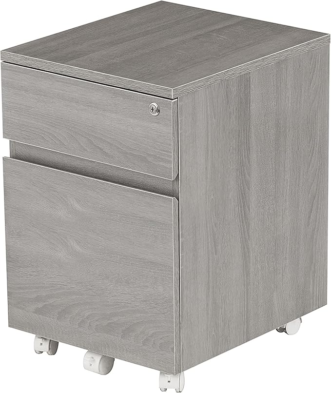 Techni Mobili Rolling Lock and Storage 2 Drawer Vertical Filing Cabinet, 15.75" L x 17.75" W x 23" H,Grey
