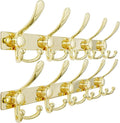 Dseap Coat Rack Wall Mount 2.0 Pro: Heavy Duty 300% Thicker, 16" Stud Mount, Stainless Steel Wall Coat Hooks Hanger for Clothes Jackets Hats Entryway Closet, MaxStrong Series, Gold, Pack of 2