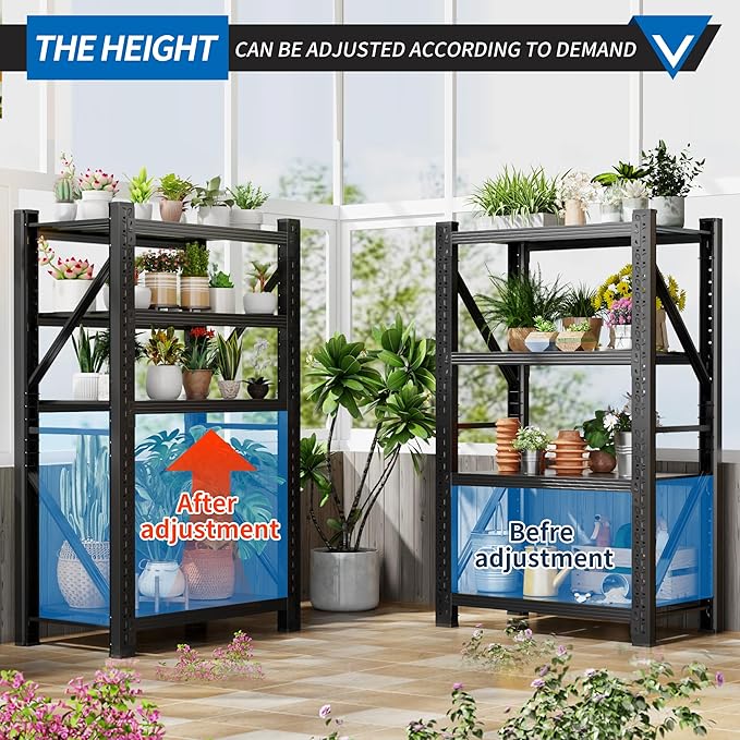 3000LBS Garage Shelving 32" W Garage Shelving Heavy Duty 4-Tier Metal Storage Shelves Adjustable Shelf Unit Storage Rack for Basement Supermarket Warehouse 32" W x 20" D x 63" H Black