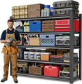 JHYKHG 48" W Storage Shelves,5-Tier Heavy Duty Garage Shelving,Adjustable Shelving Unit,Metal Shelf,Boltless Assembly Rack for Warehouse,Shed,3,000 lb Load,20 x 59 x 72 Inches,Black